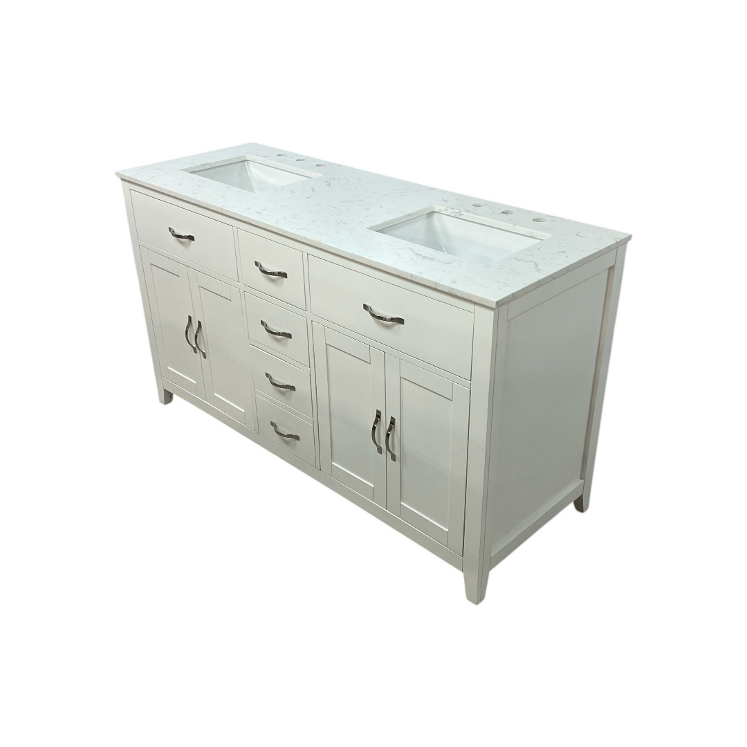 Lark Manor Vannes Bathroom Vanity with Solid Hardwood Frame Quartz Countertop