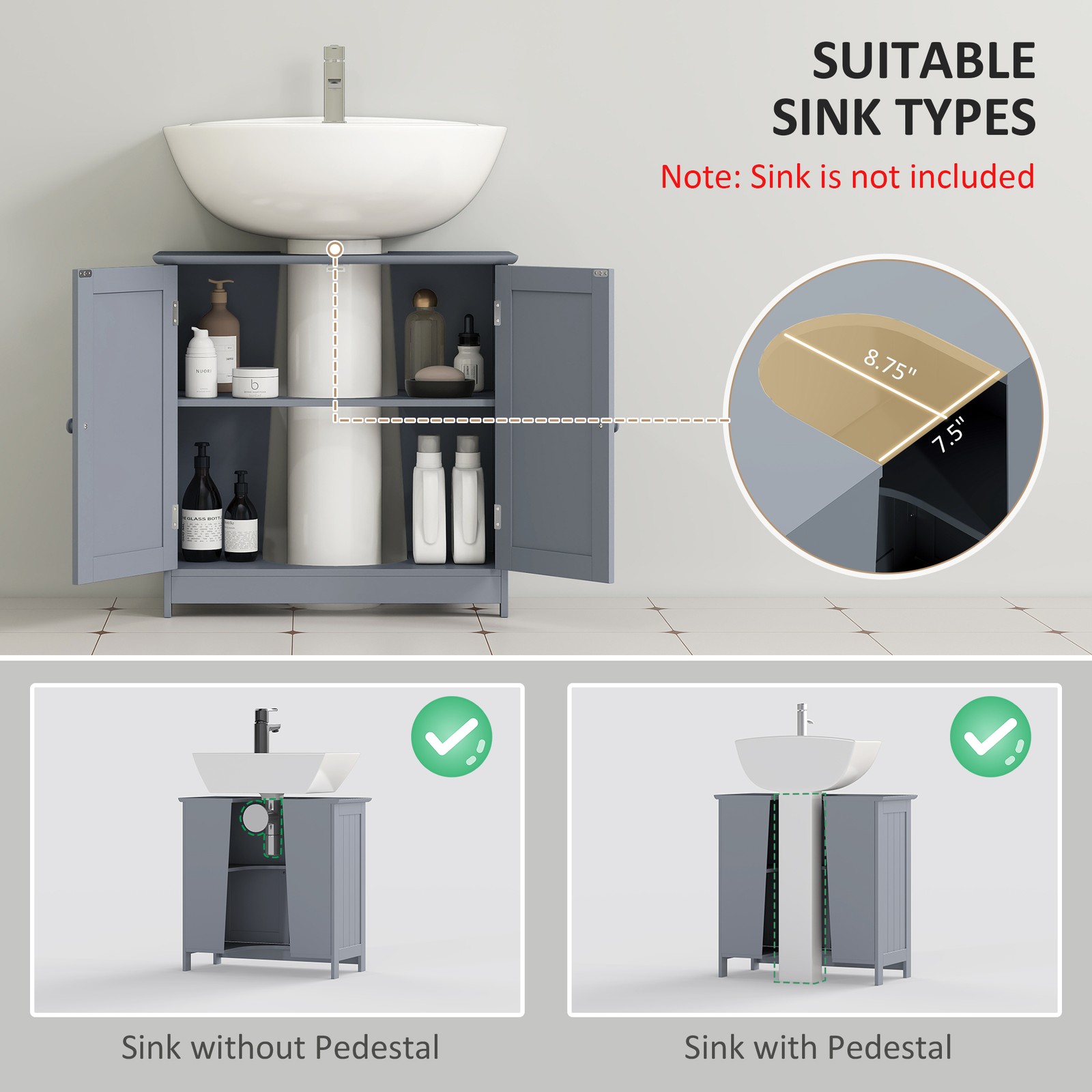 Bathroom Under Sink Vanity Cabinet, Multipurpose Space Saving Storage,Used
