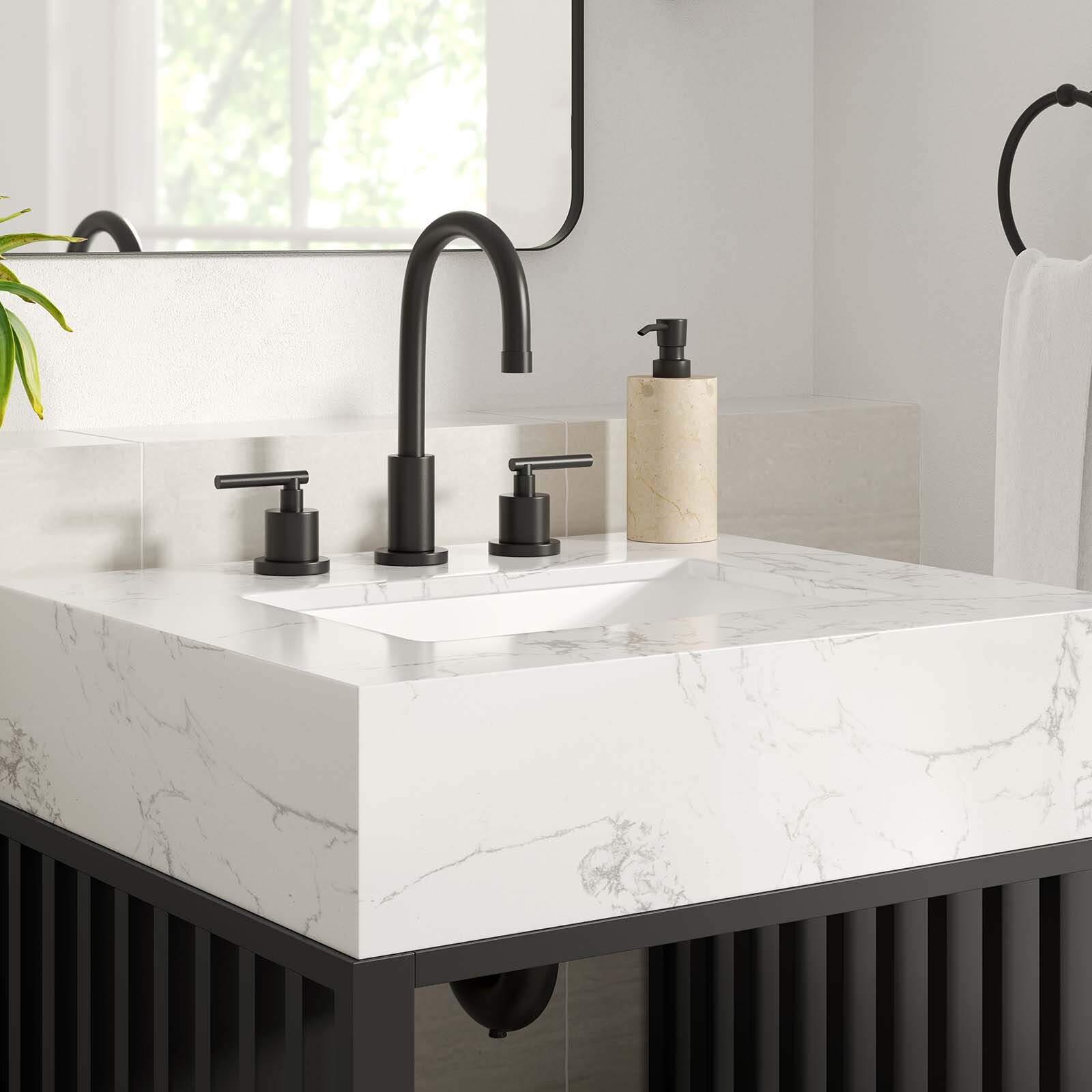 Modway Gridiron 24″ Bathroom Vanity in White Black