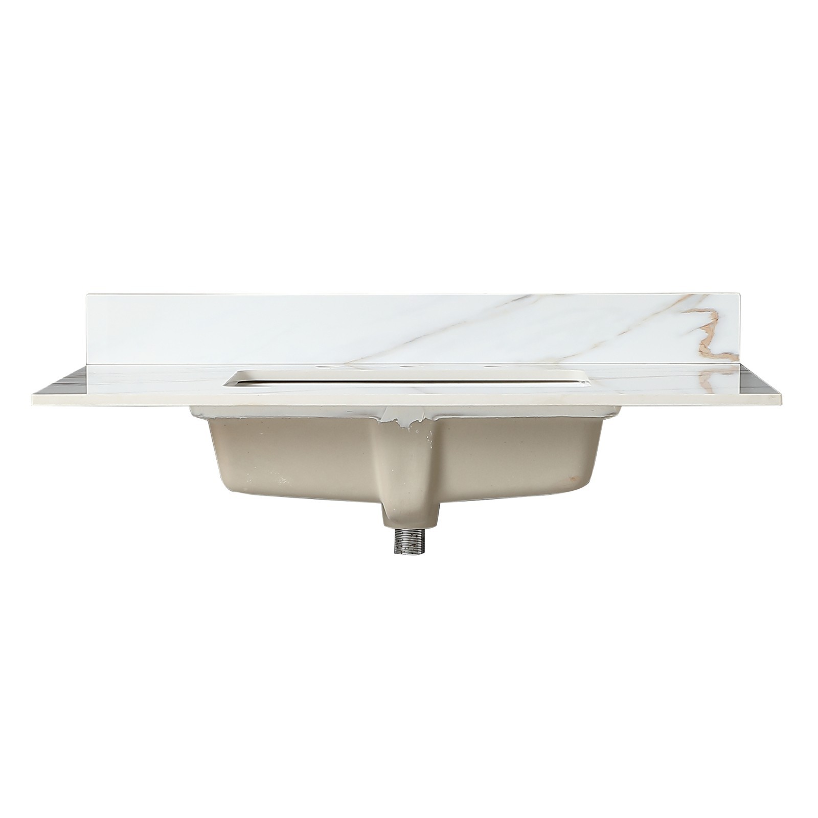 37″ Marble Vanity Top with Undermount Sink & Backsplash Carrara White