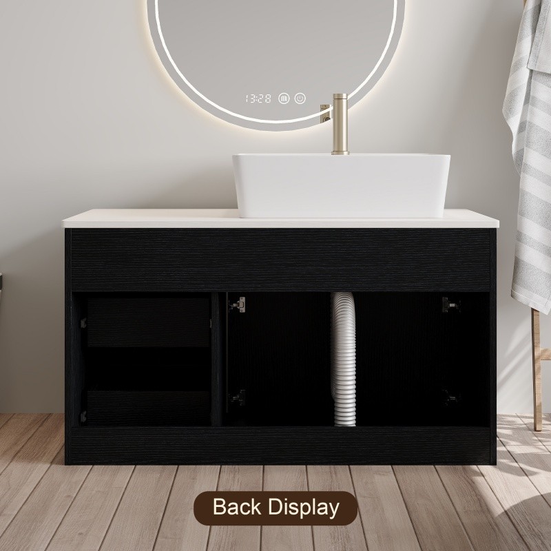 36″ Wall-Mounted Bathroom Vanity w/Vessel Ceramic Sink,Soft-Close Door & Drawers