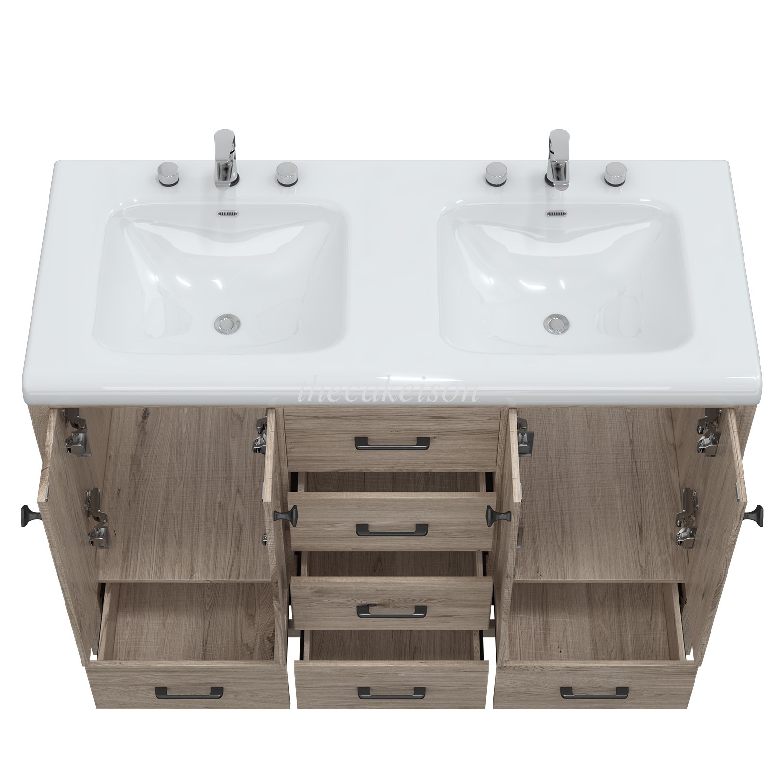 w/ Drawer 47.3″ Bathroom Vanity Vanity Top w/Double Sink Ceramic Freestandin