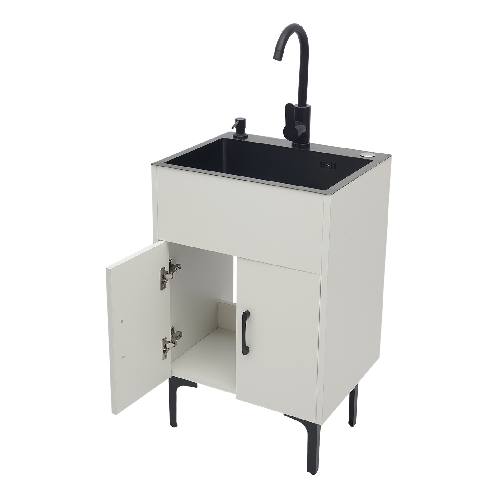 20″ Laundry Sink Cabinet w/ Faucet, Freestanding Utility Sink Cabinet w/ Storage