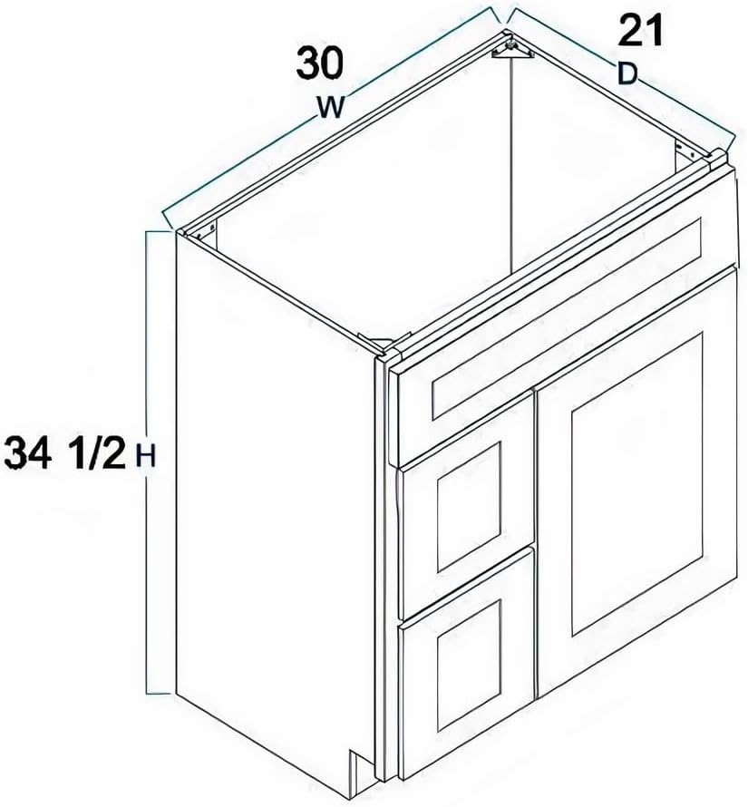 30″ Light Grey Shaker Sink Base Vanity Cabinet with Drawer – RTA