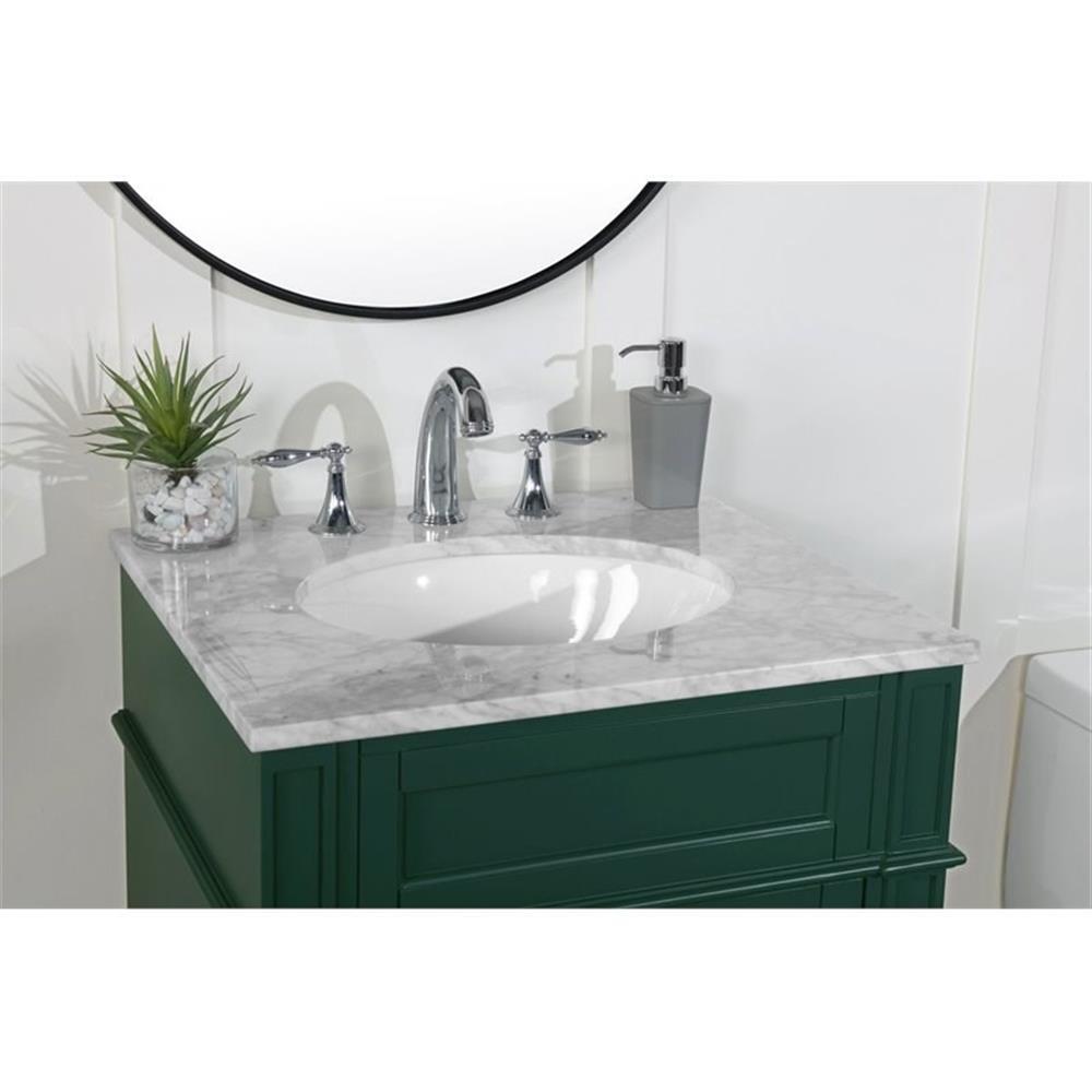Elegant Decor Park Avenue 24″ Metal MDF Marble Single Bathroom Vanity in Green