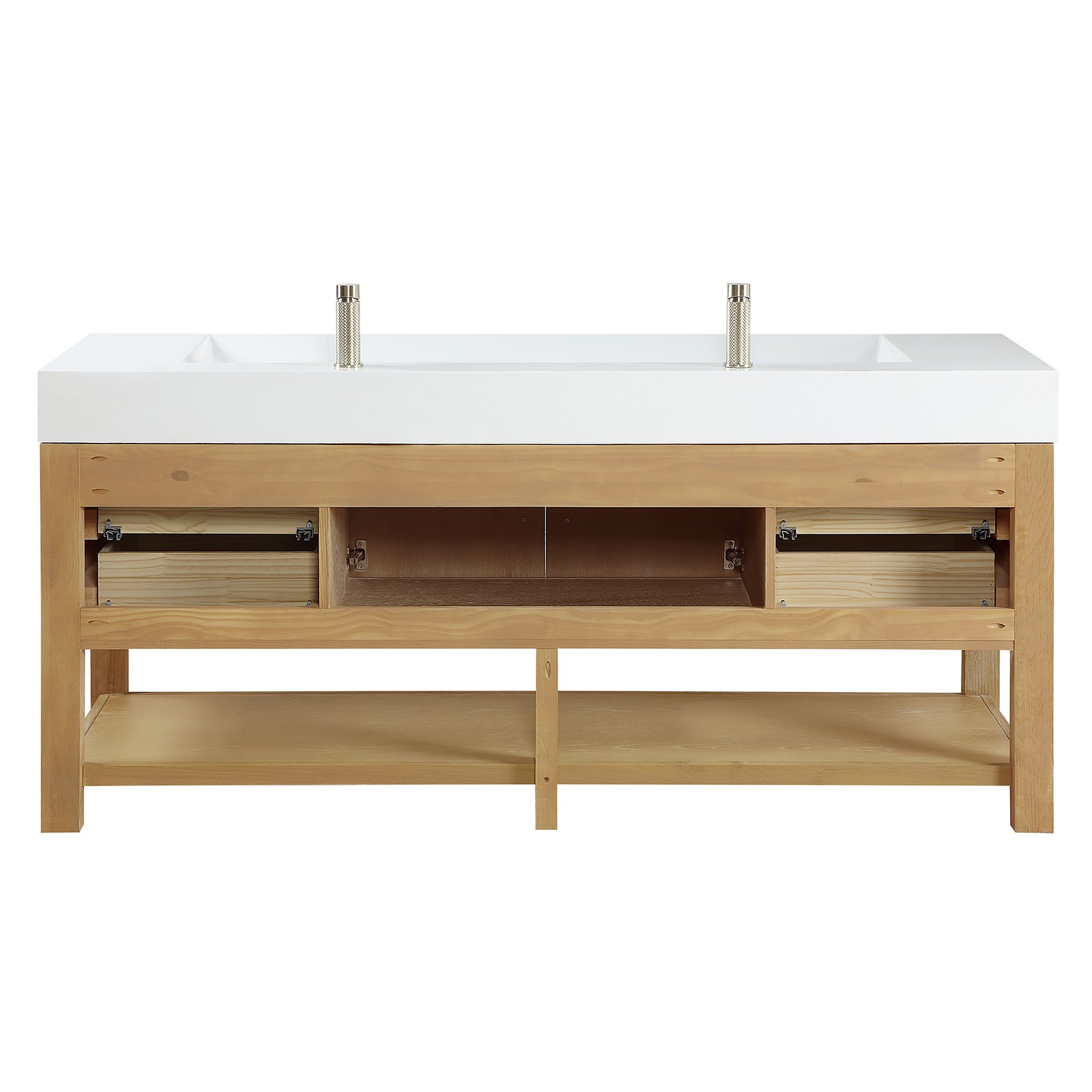 Vera 72″ Single Bath Vanity in Washed Ash Grey with White Integrated Stone Sink