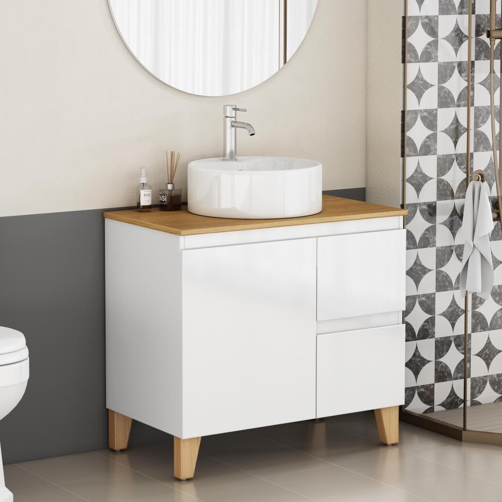 Bathroom Vanity W Sink Features 1 Door A 2 Drawers Includes Soft-Close Mechanism