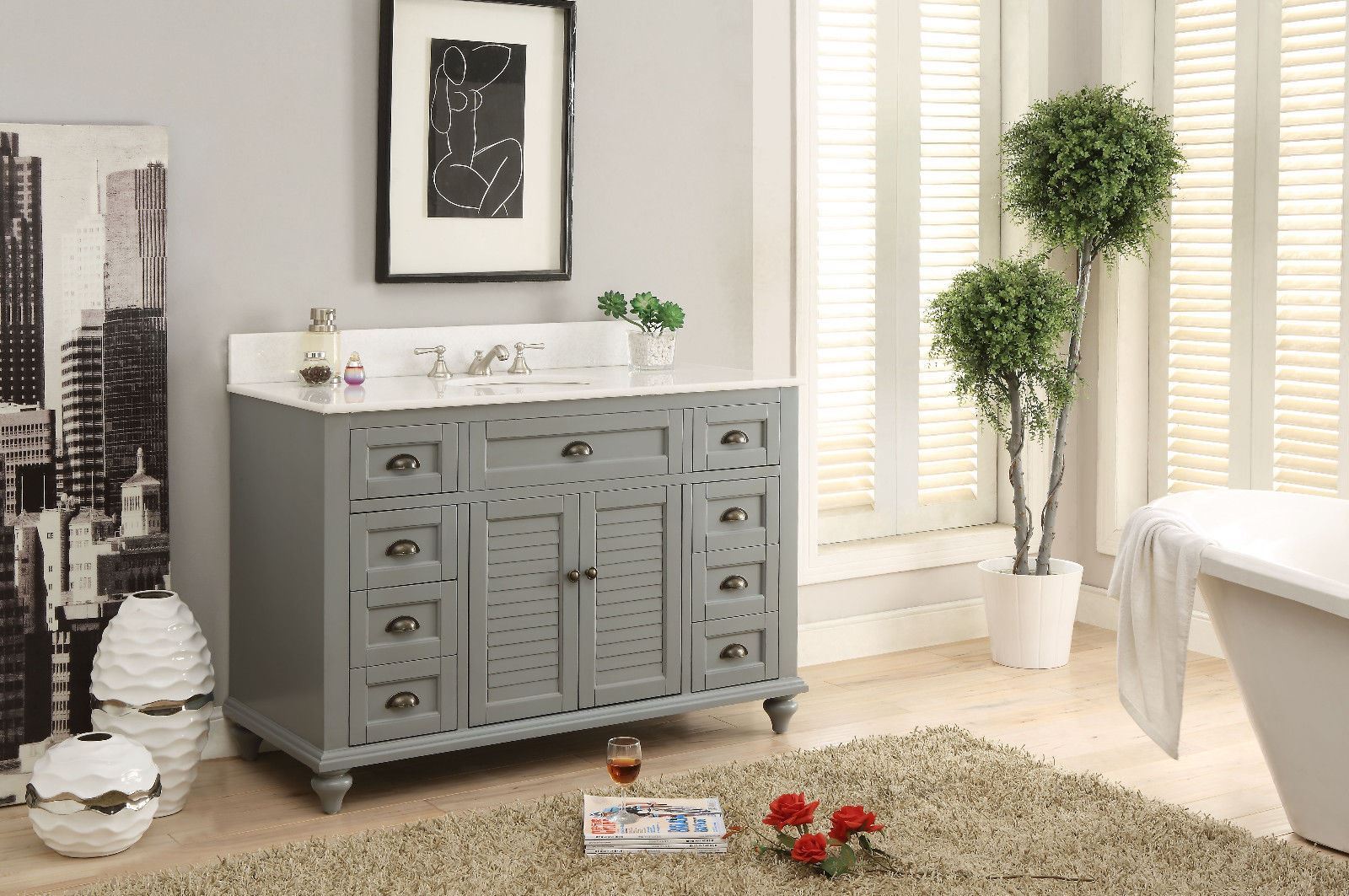 49″ Benton Collectiion Cottage Style, Grey Glennville Bathroom Vanity – 28329CK