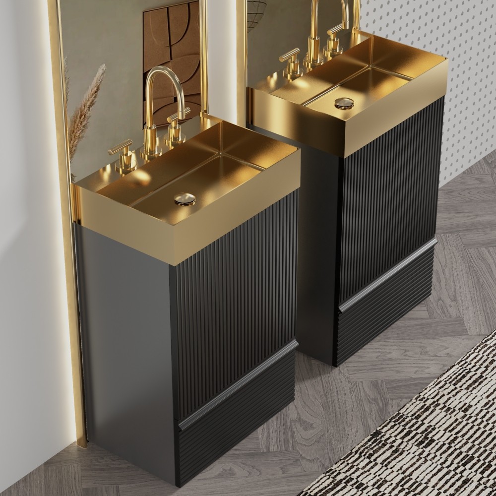Bathroom Vanity with Sink Removable Design with Handle Features 3 Faucet Holes