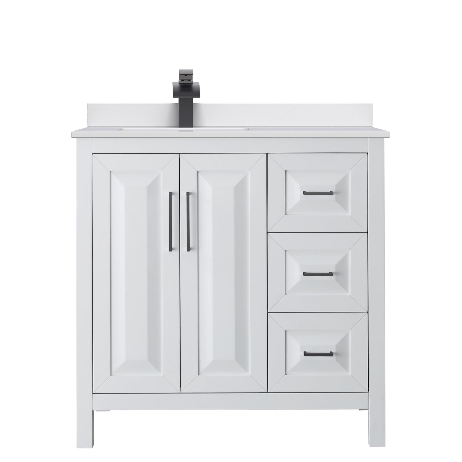 Wyndham Collection WCV252536S-Left-VCA-MXX Daria 36″ – White / Carrara Cultured