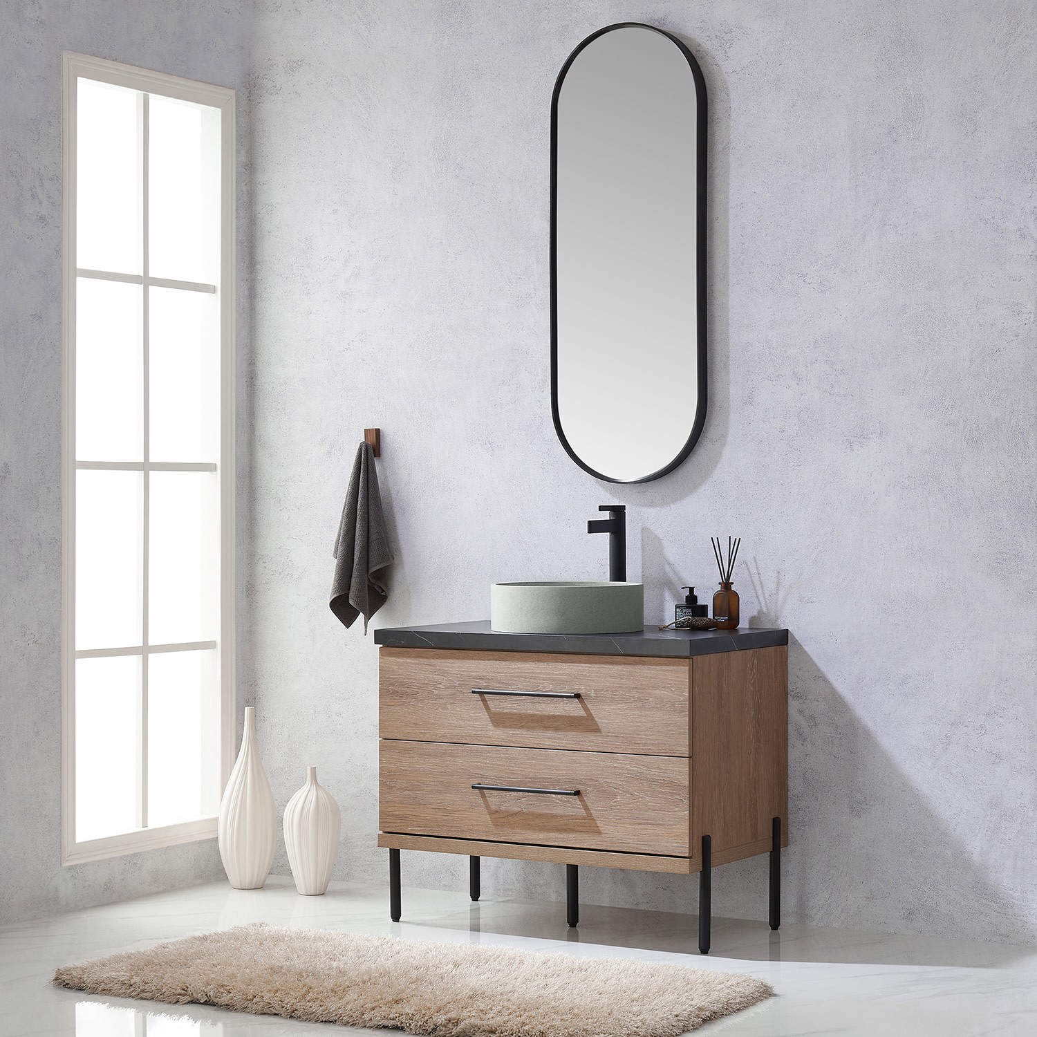 Miseno MV-705136C Trento 36″ – North American Oak / Black