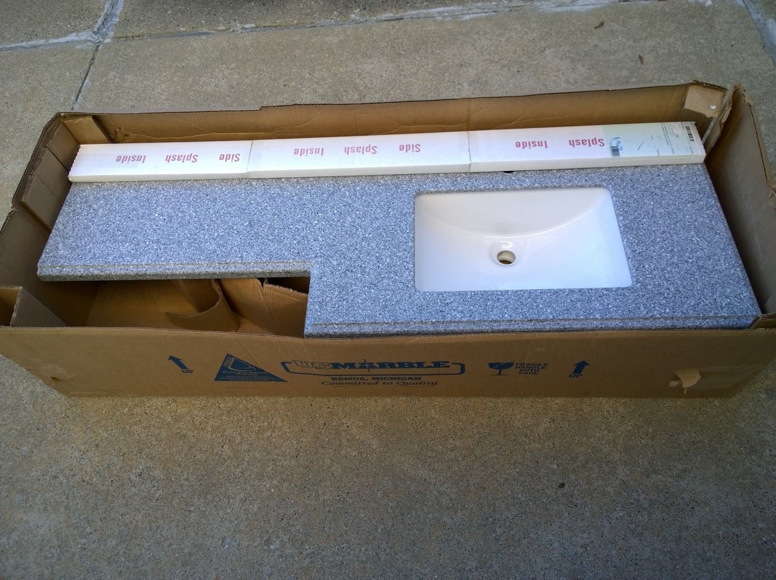 BRAND NEW Nice Cultured Granite Bathroom VANITY TOP + Ceramic Sink 60″ W x 22″ D