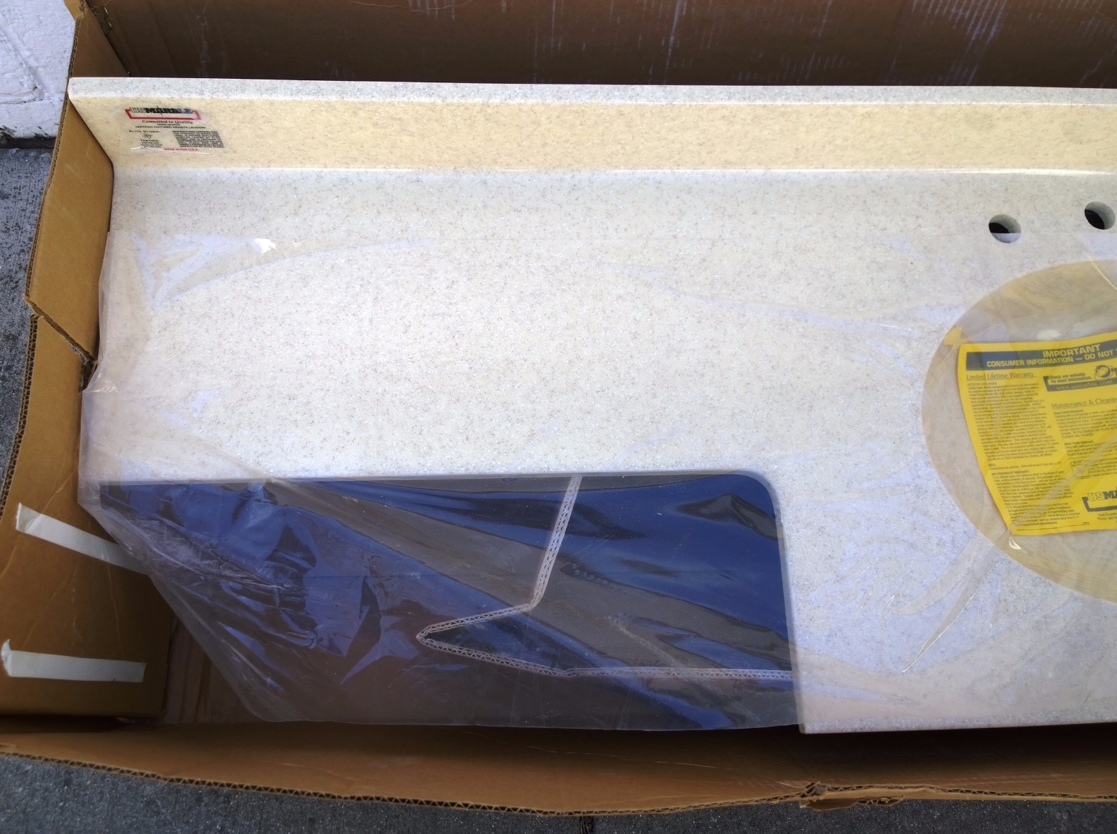 NIB Bath Premium CULTURED GRANITE Vanity Cabinet Top SINK 68″W x 22″/13″ D