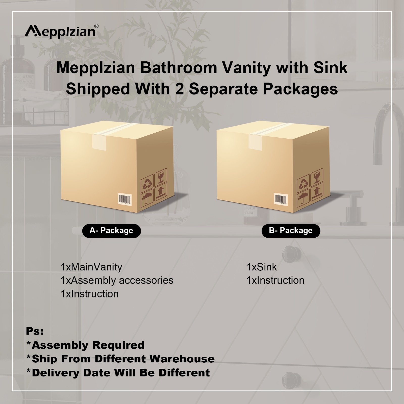 36″ 30″ 24″ Wall Mounted Bathroom Vanity Cabinet with Ceramic Sink Combo White