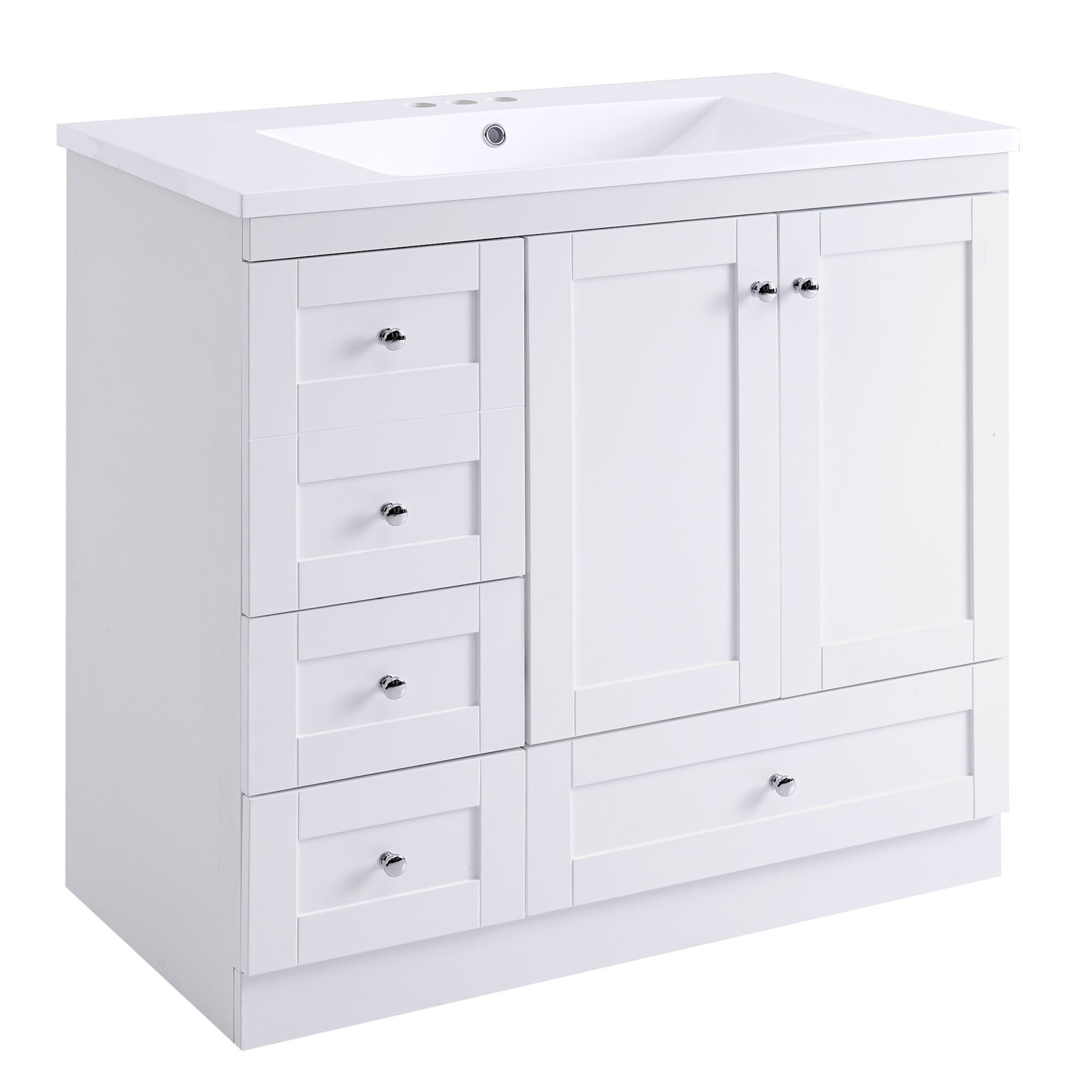 36″ Bathroom Vanity w/Sink Storage Cabinet with 4 Soft-close Drawers & 2 Door