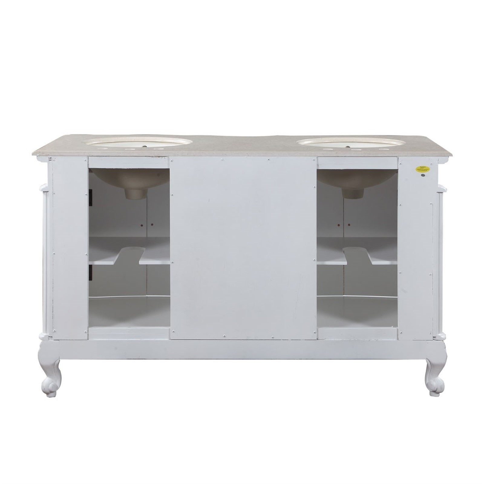 58″ Lavatory Double Sink Bathroom Vanity Cabinet Crema Marfil Marble Top 145CM