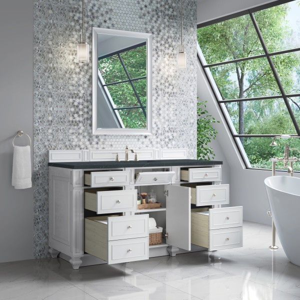 60″ James Martin Bristol 157-V60S-BW-3CSP Vanity Cabinet Charcoal Soapstone Top