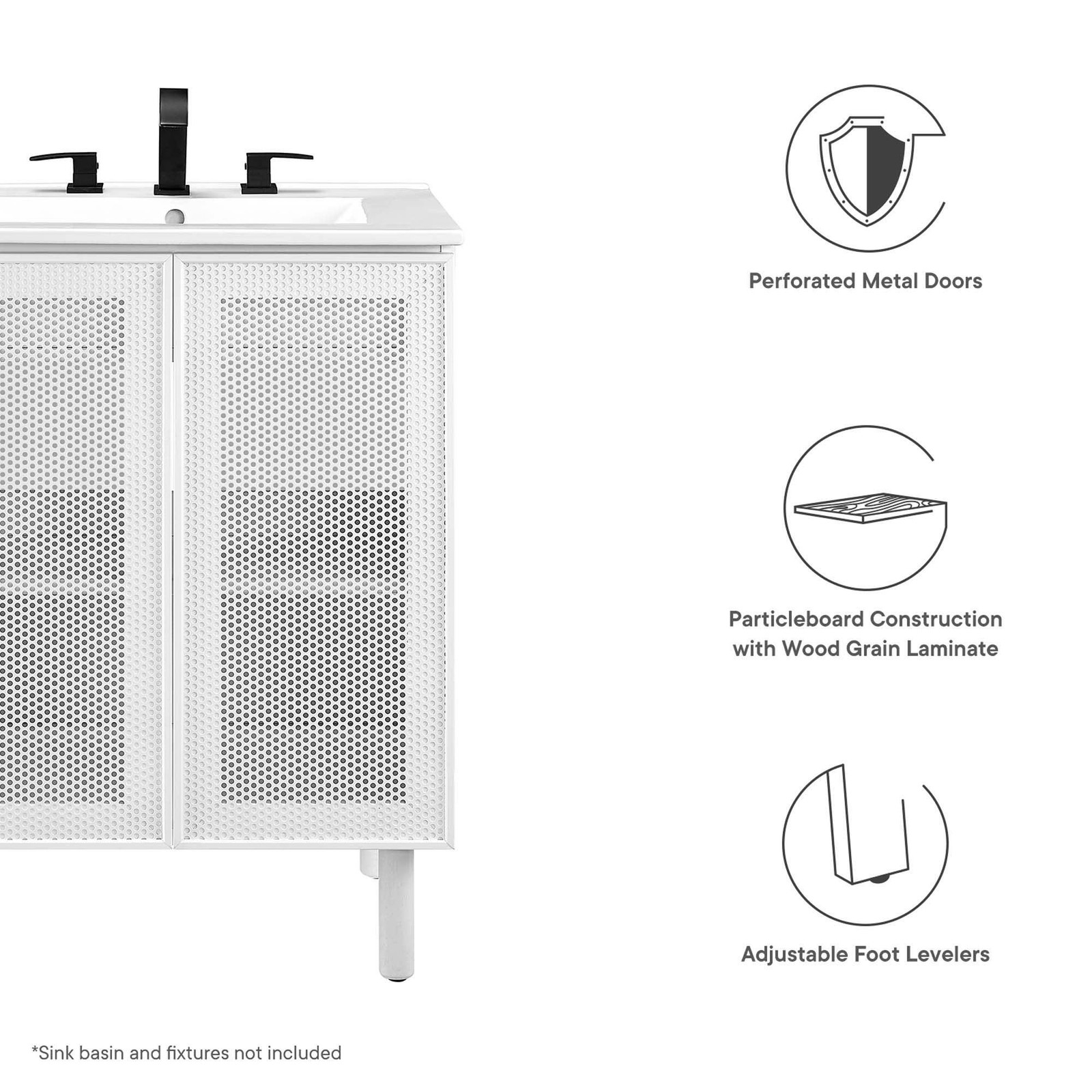 Calla 24″ Perforated Metal Bathroom Vanity Cabinet (Sink Basin Not Included)