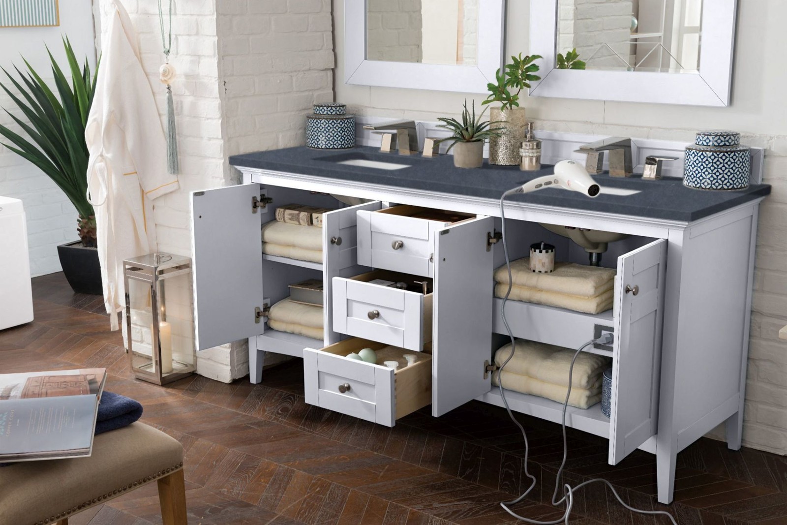 James Martin Vanities 527-V72-3CSP Palisades 72″ – White