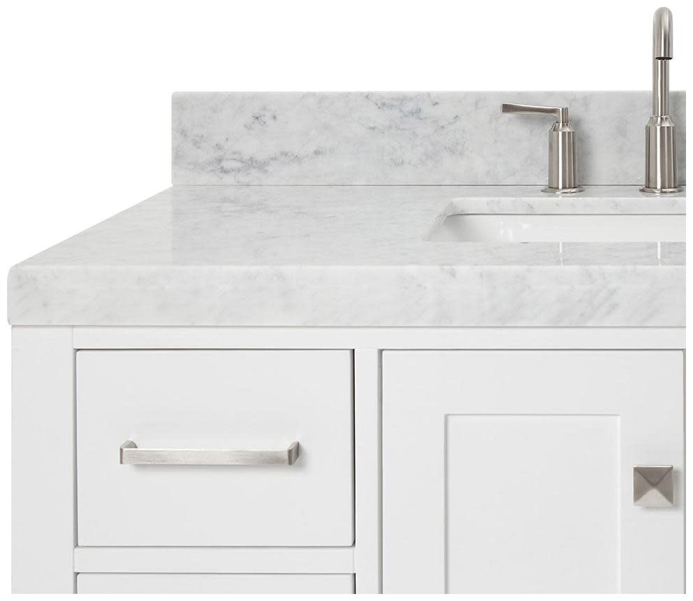 Ariel A042SCW5RVO Cambridge 43″ – White / Italian Carrara Marble Top / Brushed