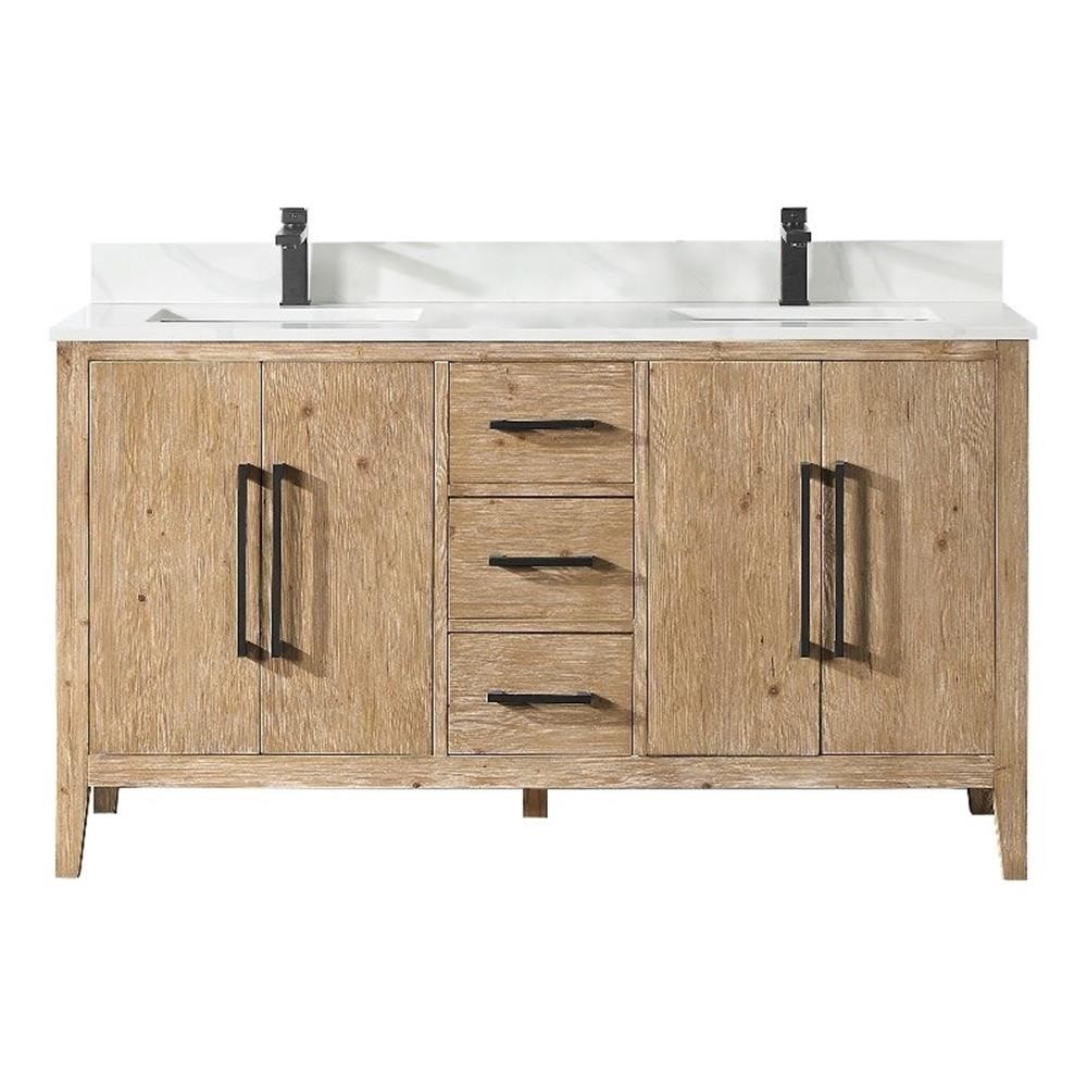Altair Design Laurel 60″ Wood Vanity without Mirror in Weathered Fir Brown/White