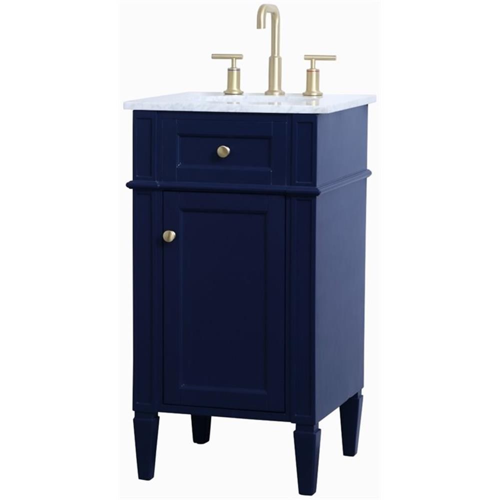 Pemberly Row Modern 18″ Single Marble Top Bathroom Vanity in Blue