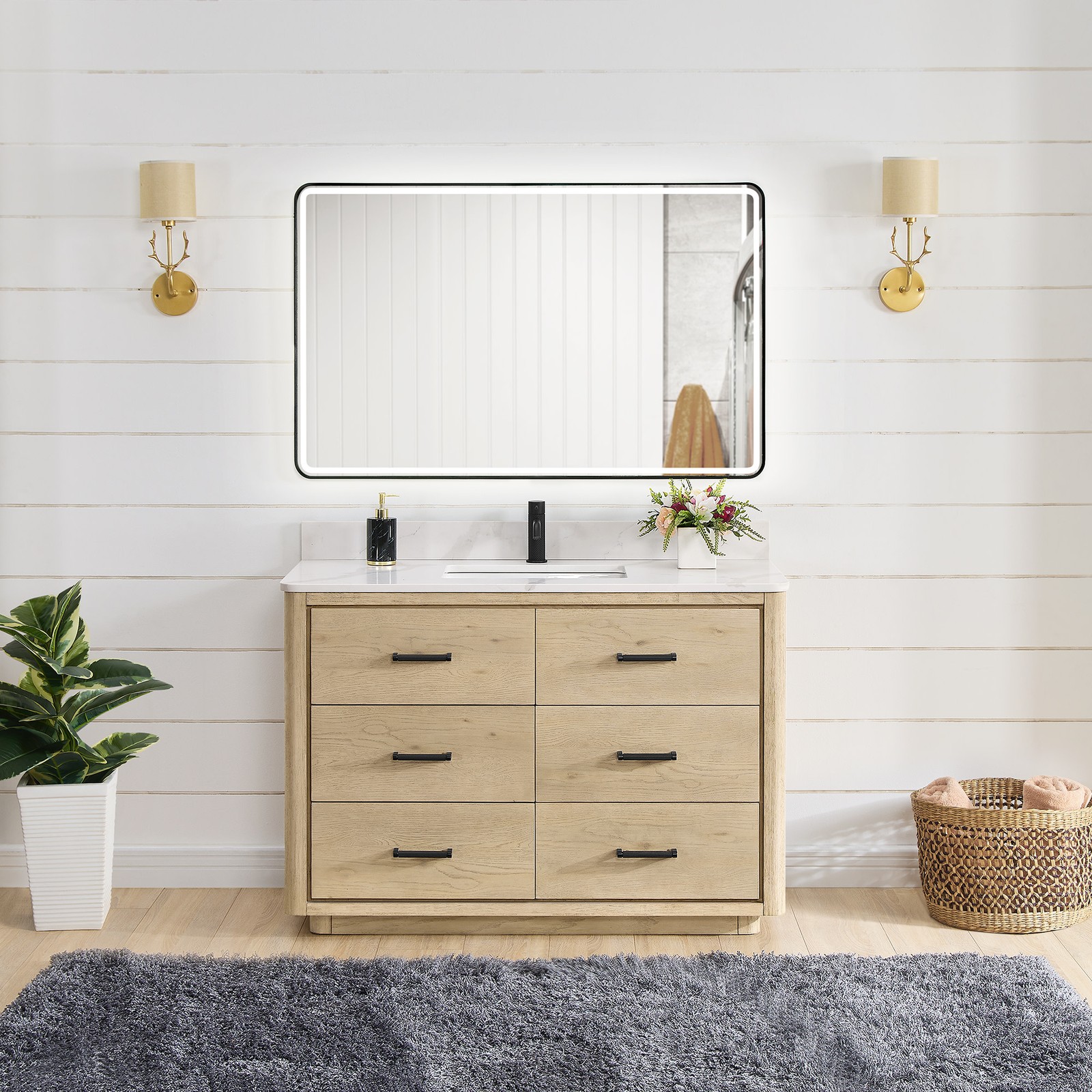 Miseno MV-706548 Porto 48″ – Aged Natural Oak / Fish Maw White