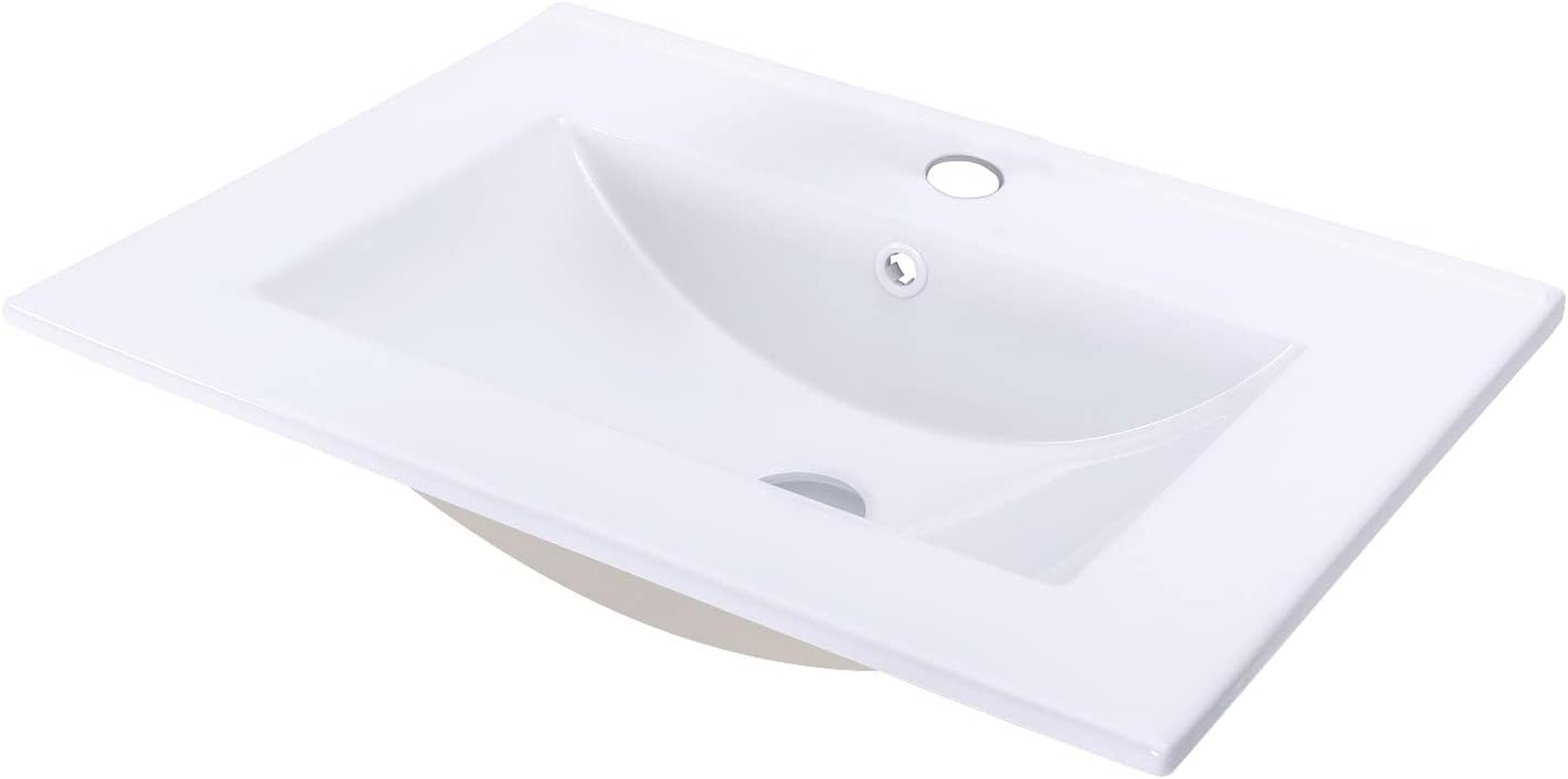 24″X18.5″ Drop-In Bathroom Sink, White Porcelain Integrated Vanity Top with Sing