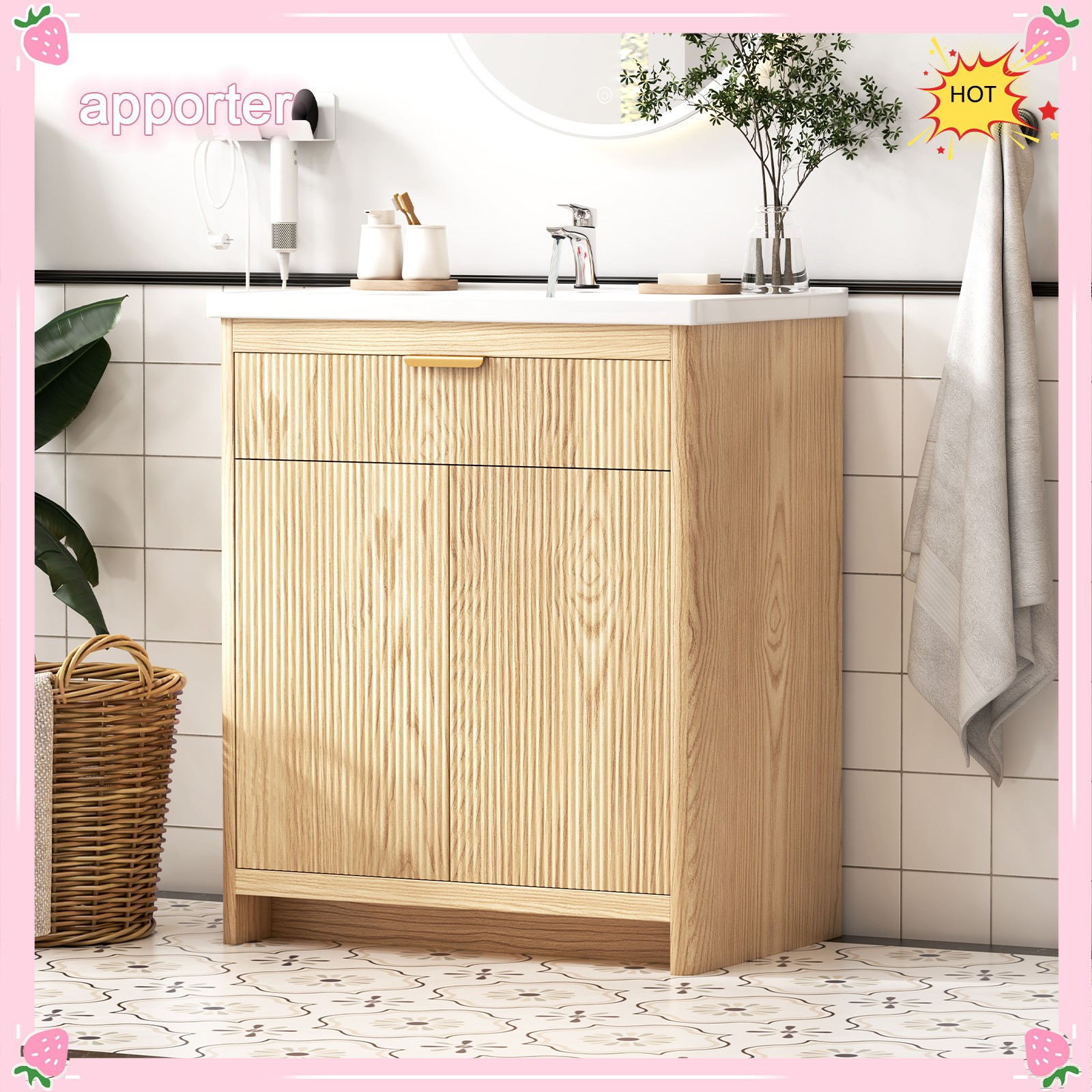 31.5″ Bathroom Vanity with Sink, Freestanding Particle Board Storage Cabinet, US