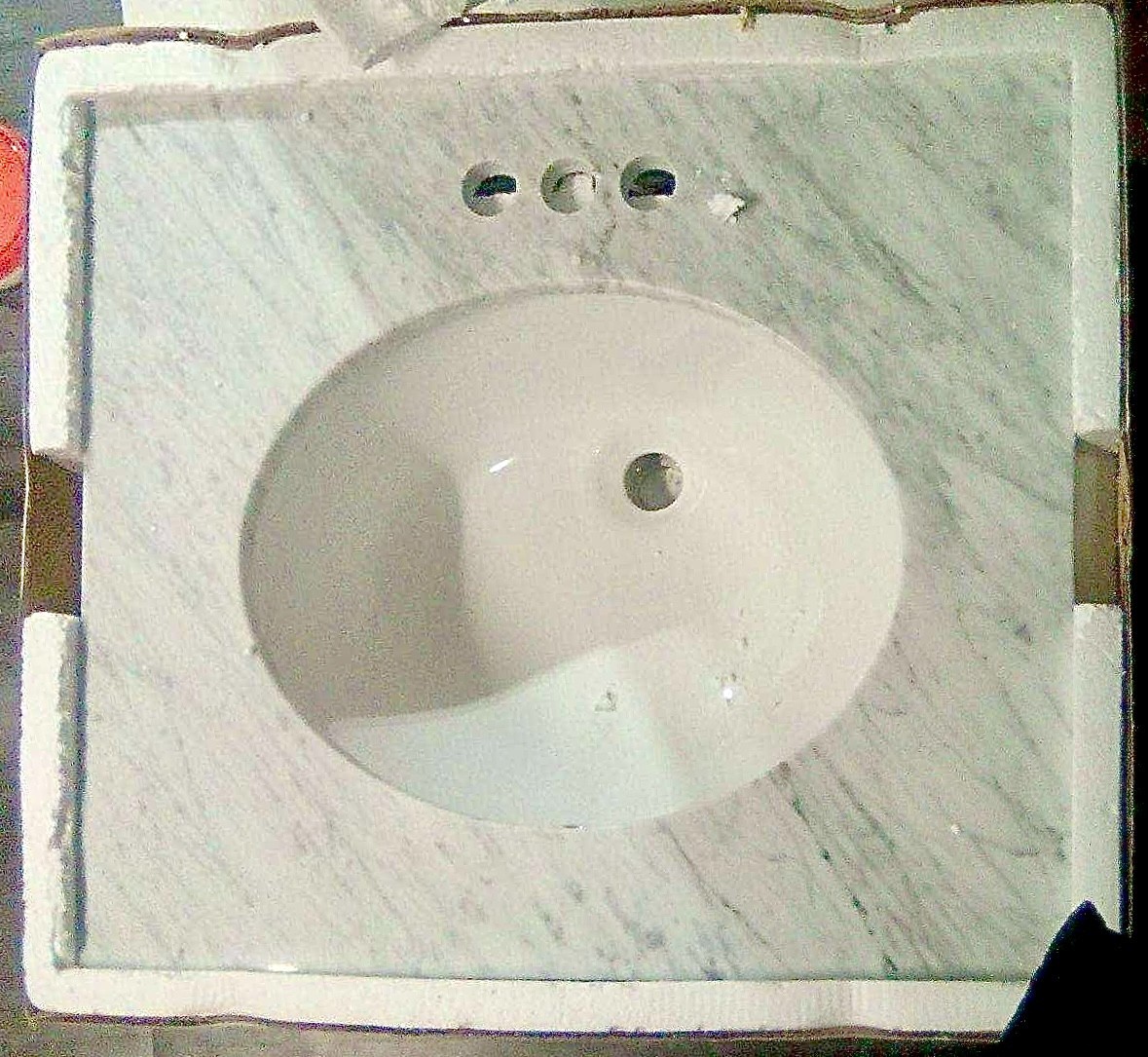 CNC Cabinetry Cara White 25”x22” Natural Stone Vanity Top w/ Undermount Sink