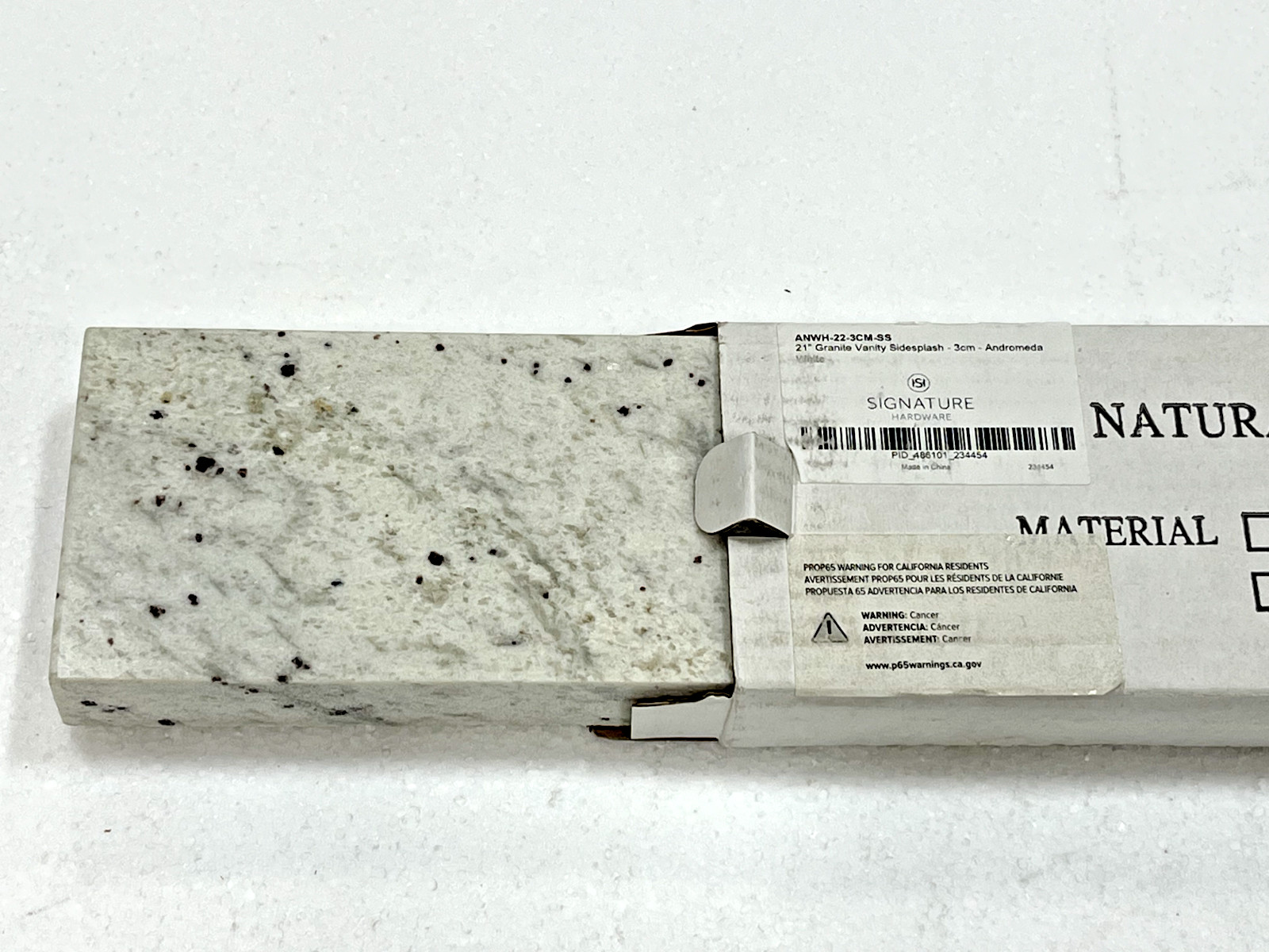 Signature ANWH-22-3CM-SS 21″ Granite Vanity Side Splash NIB P34