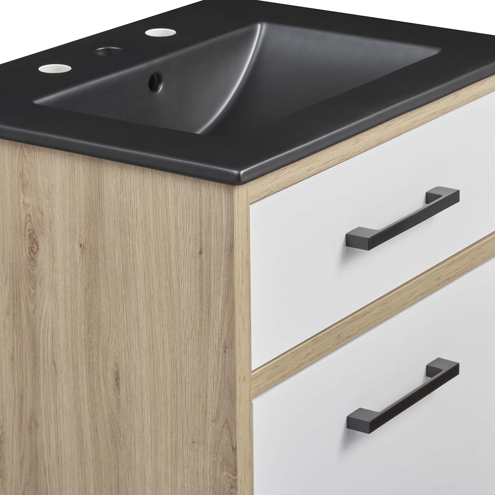 Modway Maverick 24″ Bathroom Vanity Cabinet in Black Oak With Ceramic Sink Basin
