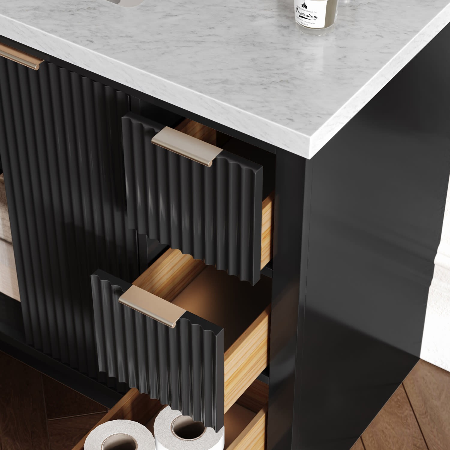 Ariel P49CWRVO Milan 49″ – Warm White / Italian Carrara Marble Top / Brushed