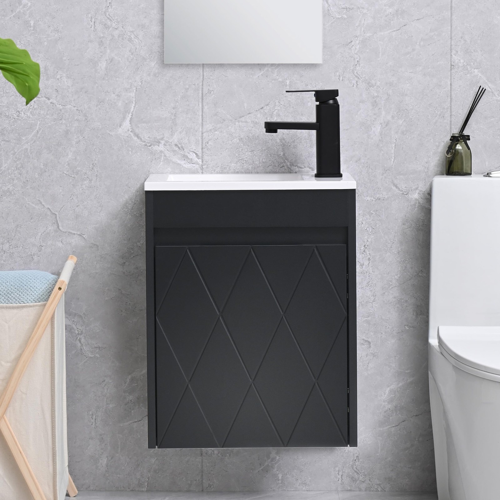16 Bathroom Vanity Sink Combo for Small Space, Wall Mounted Bathroom Cabinet Set
