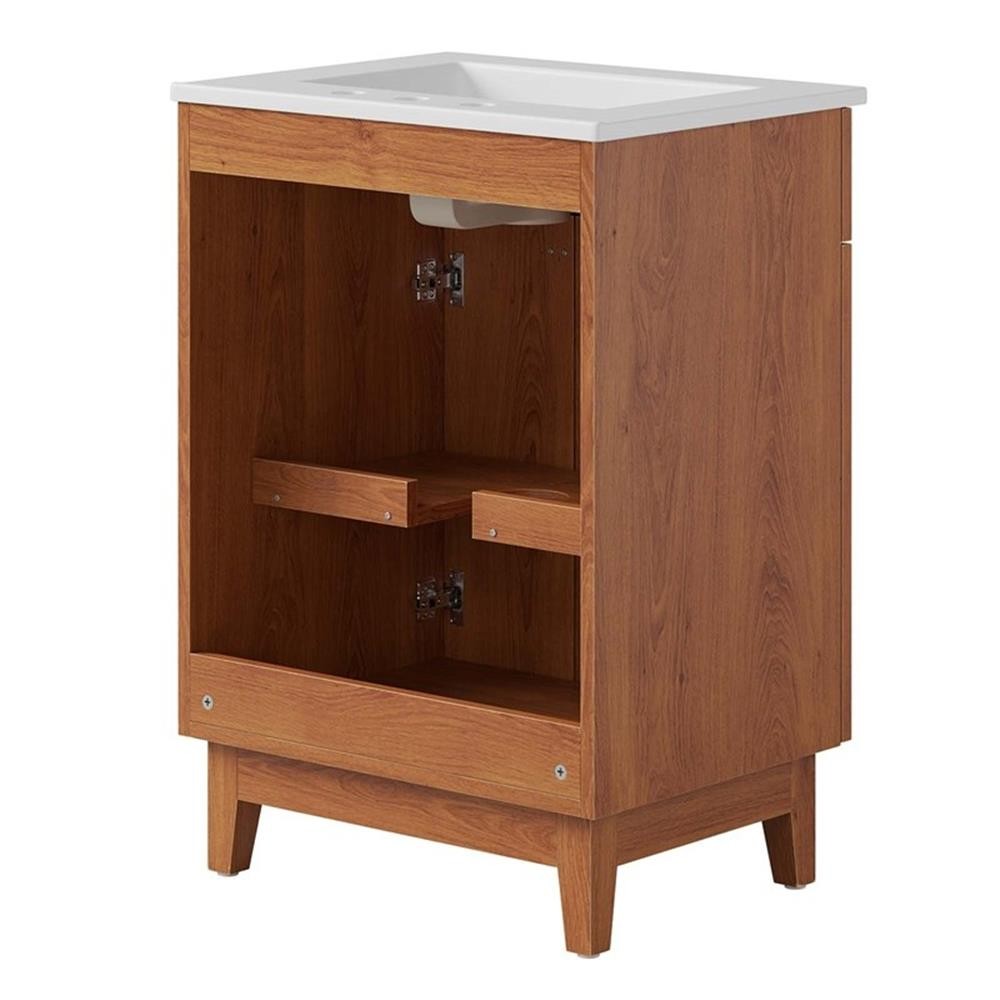 Pemberley Row Wood White/Walnut Bathroom Vanity Rectangular Hinged Doors 23″W…
