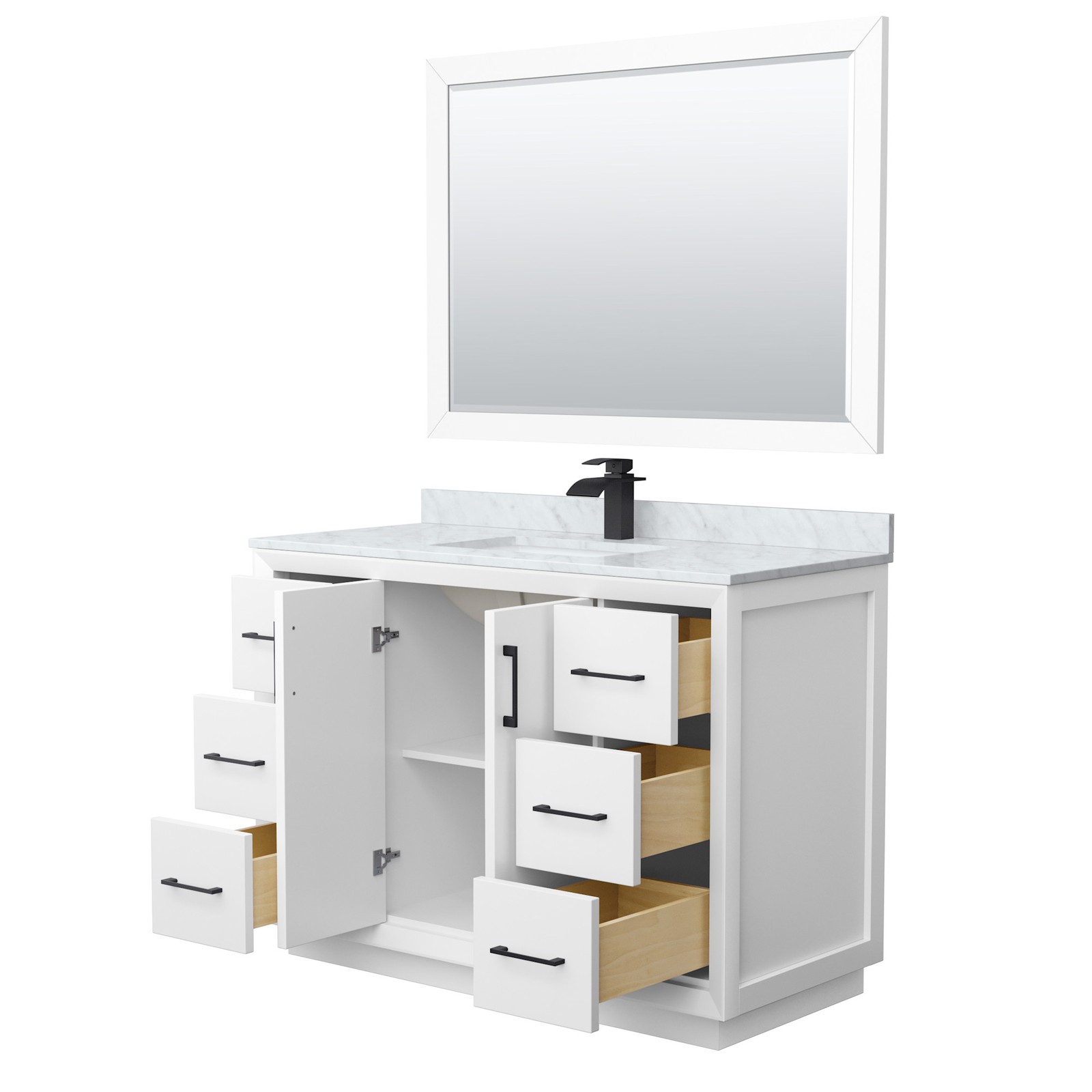Wyndham Collection WCF414148S-NAT-UNSM46 Strada 48″ – White / Brushed Nickel