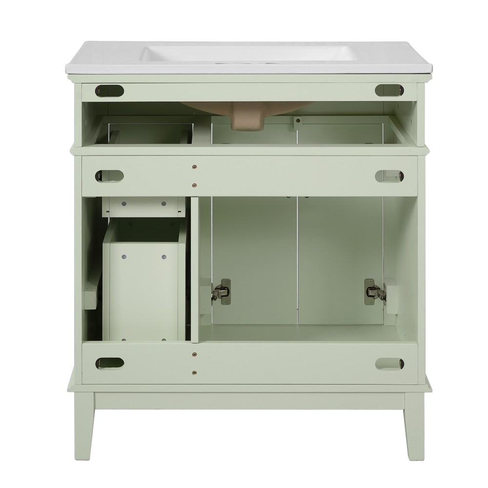 30″Bathroom Vanity with Ceramic Sink Modern Storage CabinetwithSoft-Close Doors