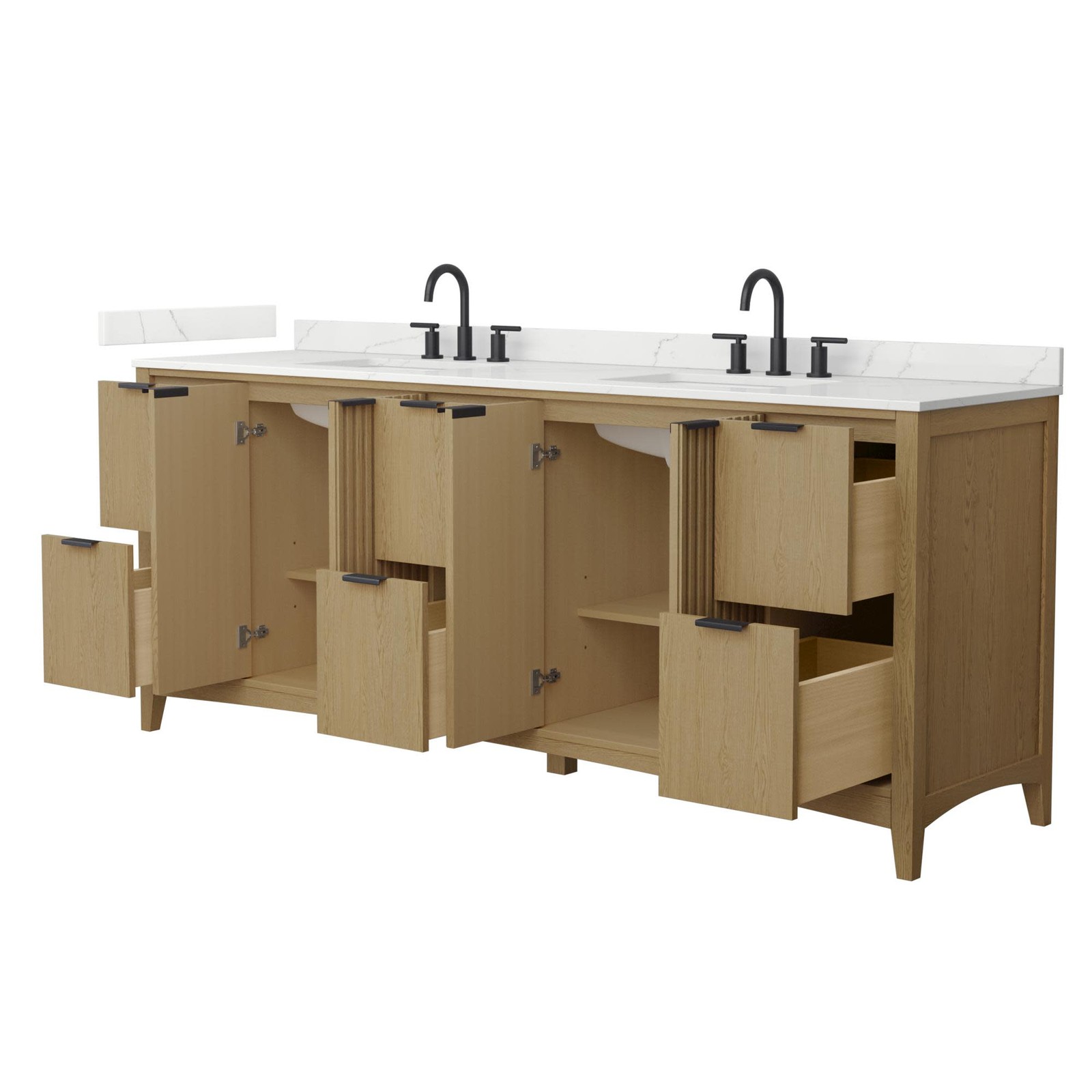Wyndham Collection WCF9191-84D-QTZ-US3MXX Palmilla 84″ – Natural Oak / White