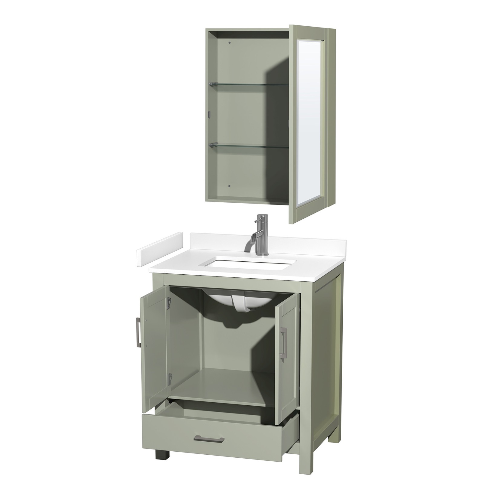 Wyndham Collection WCS141430S-VCA-MED Sheffield 30″ – White / White Cultured