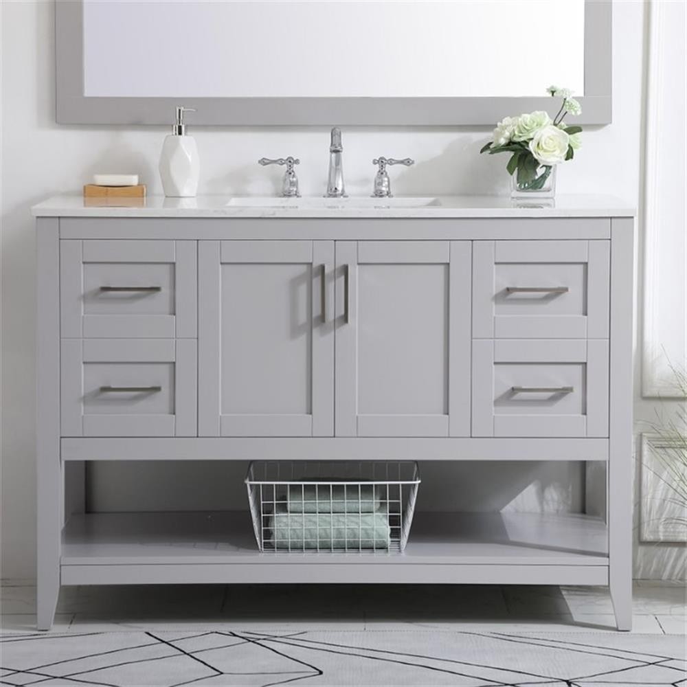 Elegant Decor Aubrey 48″ Single Quartz Top Bathroom Vanity in Gray