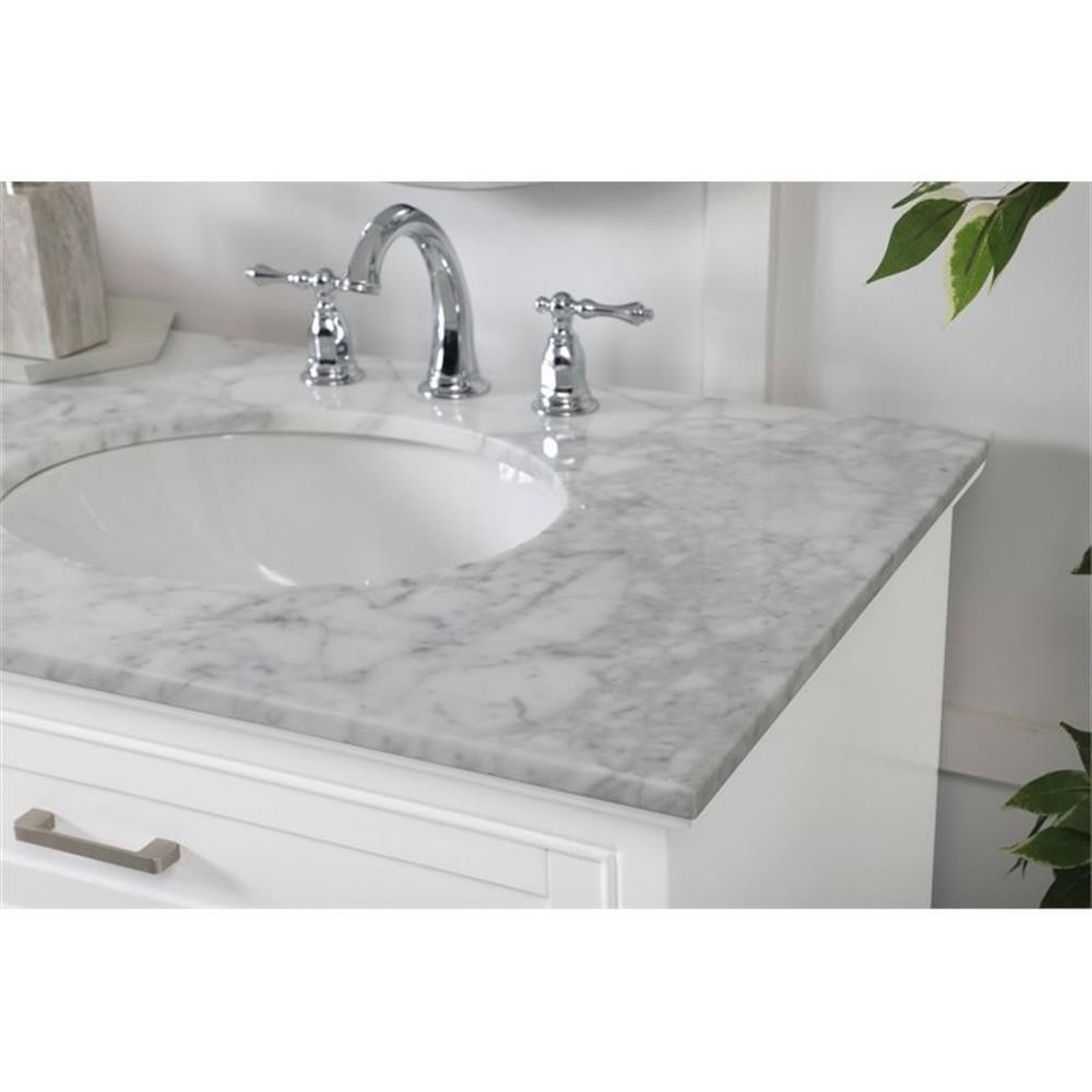 Elegant Decor Americana 72″ Metal MDF Marble Double Bathroom Vanity in White