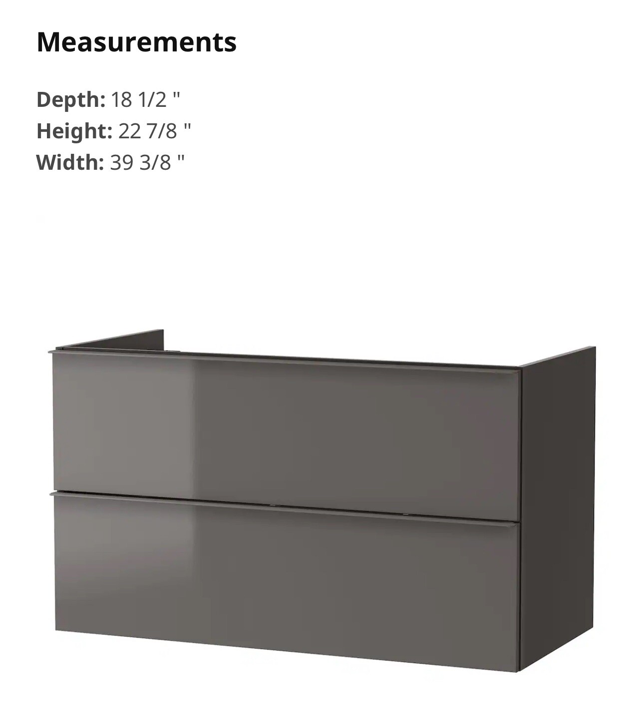 New IKEA GODMORGON Bathroom vanity with 2 drawers, High gloss gray 003.440.93