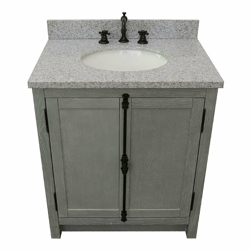 Plantation Modern Single Oval Sink Solid Wood Vanity in Gray Ash