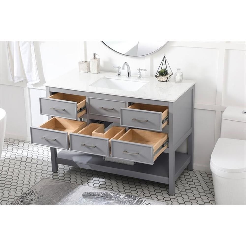 Elegant Decor Sinclaire 48″ Aluminum Alloy & MDF Single Bathroom Vanity in Gray