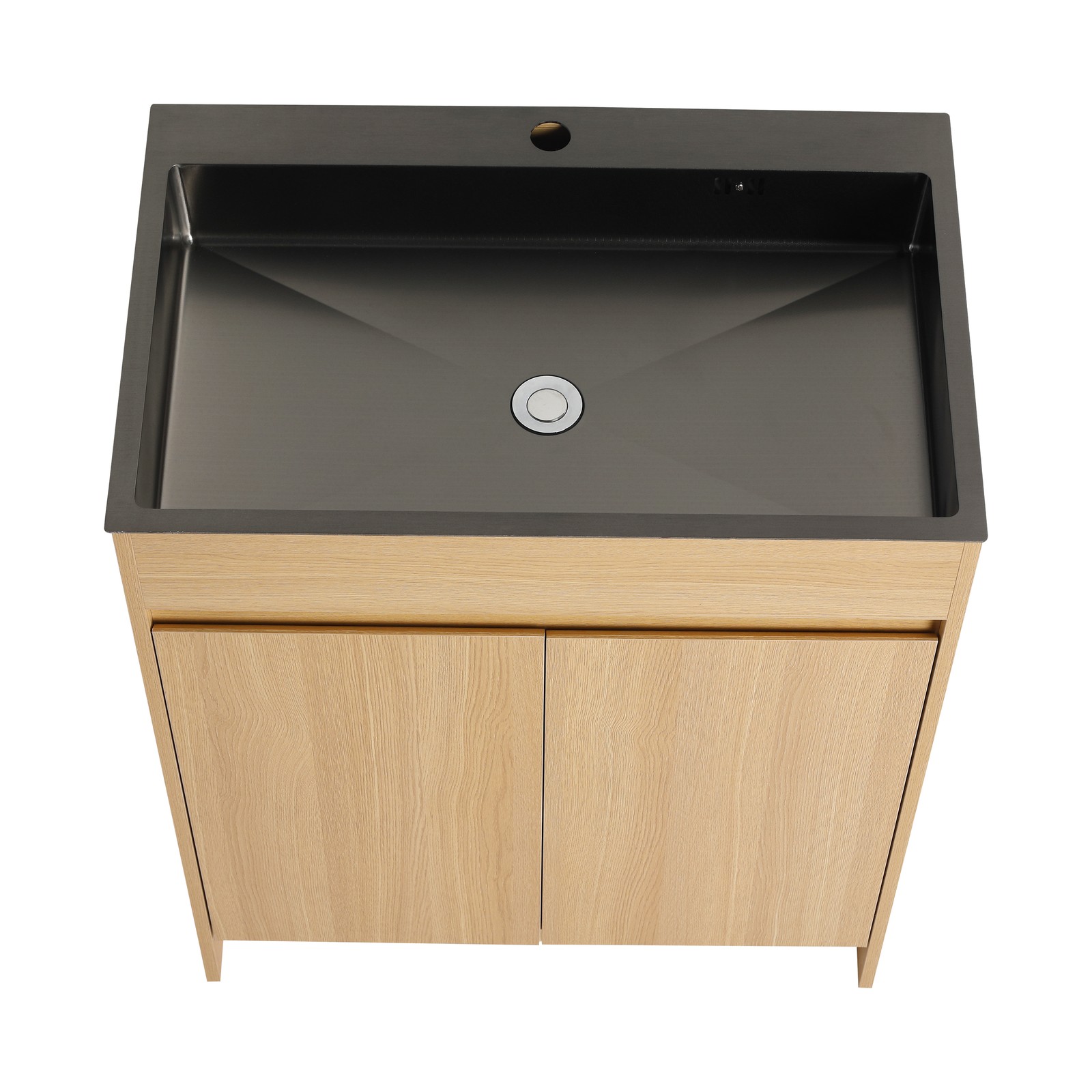 28″ Freestanding Bathroom Vanity/Laundry Utility Cabinet Stainless Steel Sink