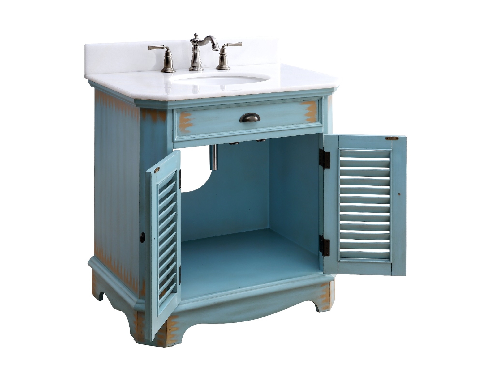 32” Benton Collection Fairfield Rustic Blue Bathroom Sink Vanity 47884BU