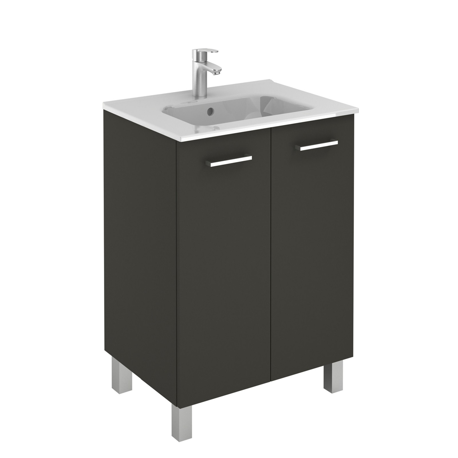 WS Bath Collections Logic 60 Anthracite Logic Complete Vanity Unit
