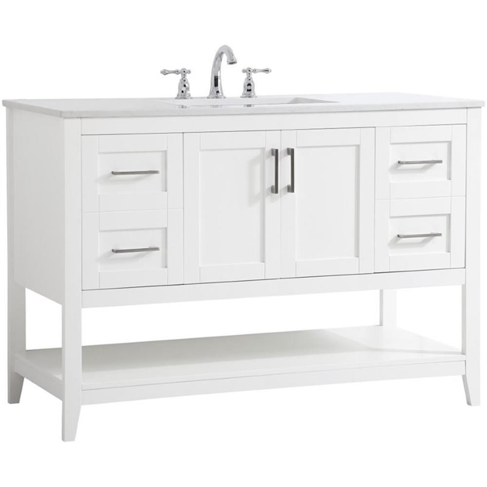 Elegant Decor Aubrey 48″ Single Quartz Top Bathroom Vanity in White