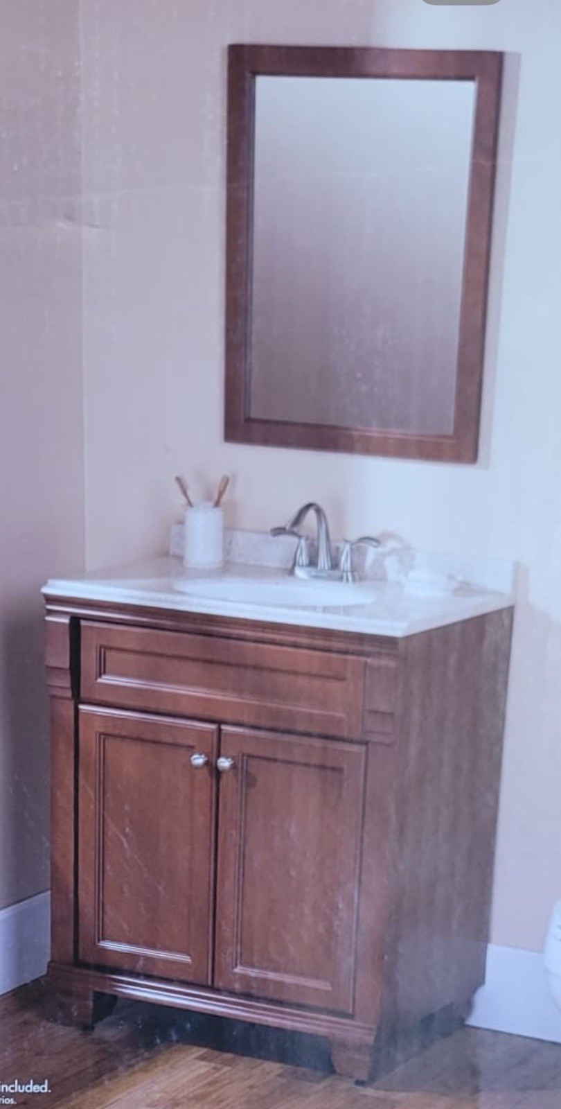 Classic Collection Amber Bath Vanity 30.5″ Solid Top W Integrated Sink & Mirror