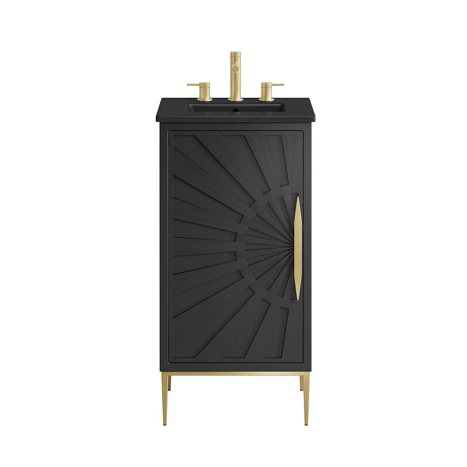Modway Awaken 18″ Solid Wood and MDF Bathroom Vanity in Black